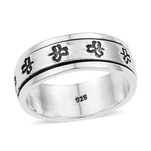 Artisan Crafted SterlingSilver Clover Spinner Ring